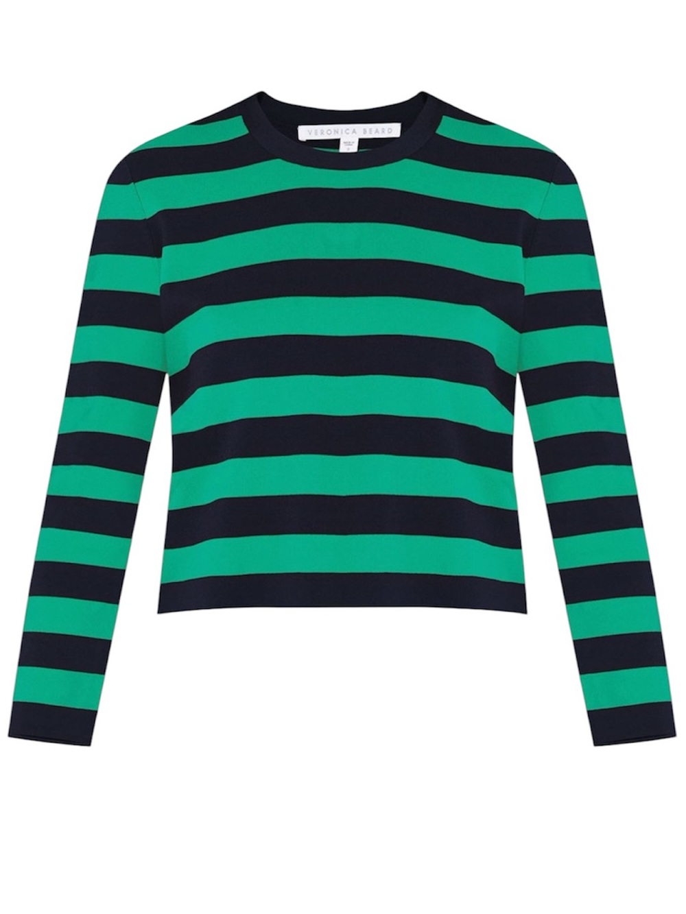Veronica Beard Broome green and black striped cropped sweater size Medium